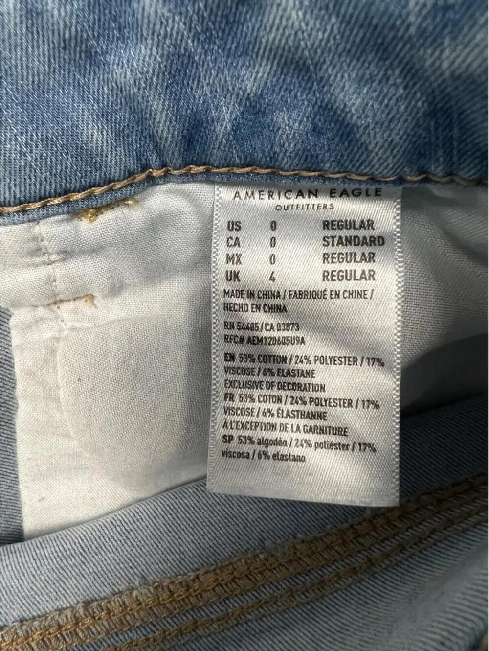 American Eagle Jeans High Rise Jegging Distressed Womens 0 Classic Light Wash